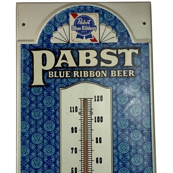 Vintage Pabst Blue Ribbon Beer PBR Metal Thermometer Sign Barware Man Cave Decor - Picture 3 of 4